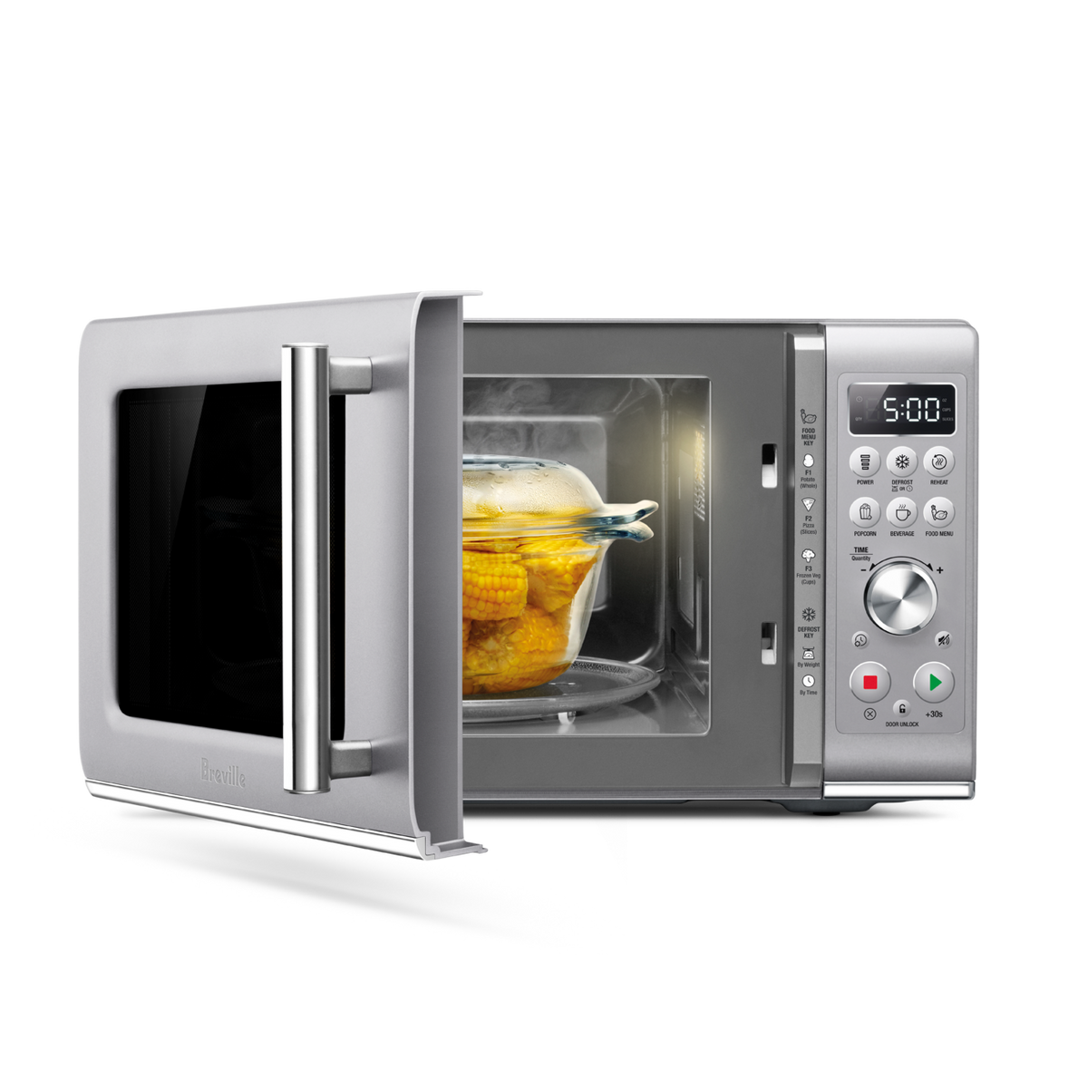 Breville BMO650SIL1BUC1 Compact Wave Soft Close Microwave - Silver Finish (BMO650SIL)