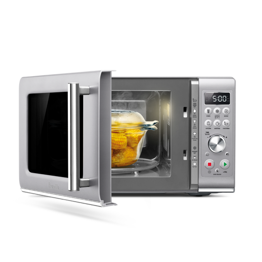 Breville BMO650SIL1BUC1 Compact Wave Soft Close Microwave - Silver Finish (BMO650SIL)